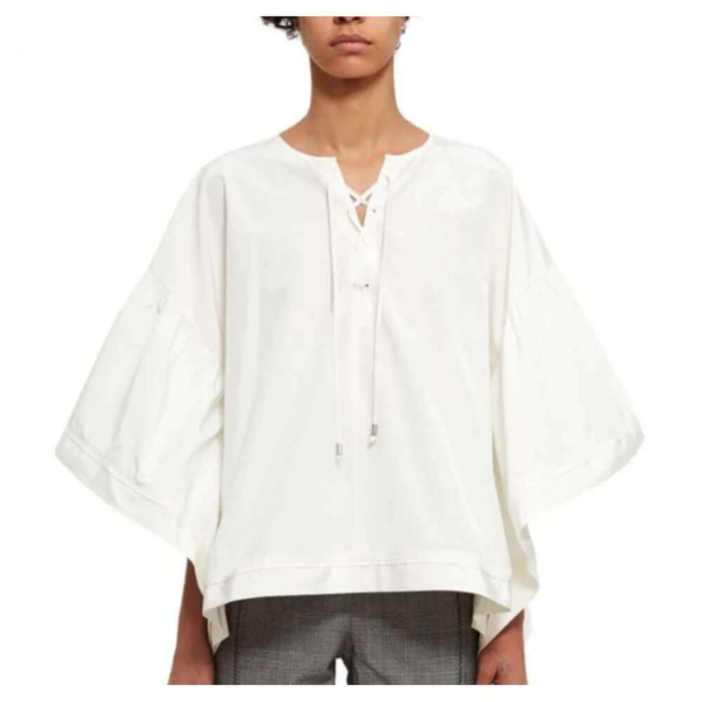 Opening Ceremony White Lace-Up Dolman Sleeve Blouse